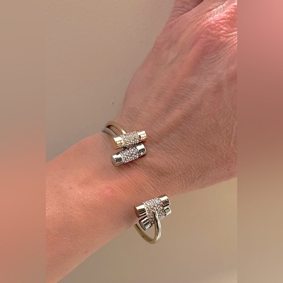Langston gold & silver tone plated  pavé bangle set 🩶💛💎💎 NWOT - Picture 2 of 4